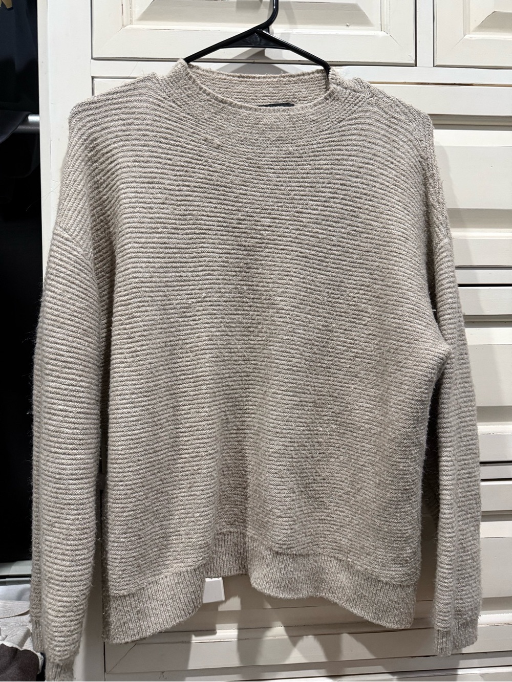 Women’s Crewneck Ribbed Knit Sweater - Light Beige